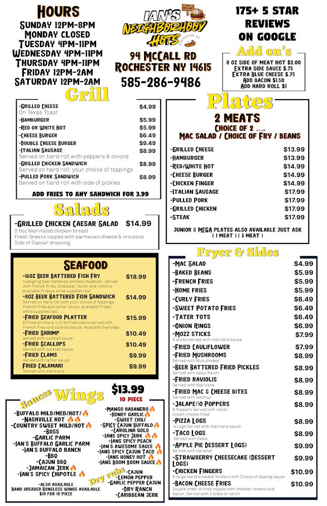 Ian's Neighborhood Hots Menu image 1