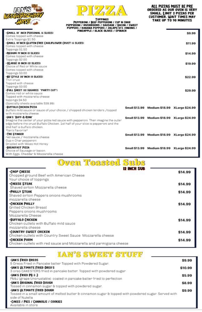 Ian's Neighborhood Hots Menu image 2